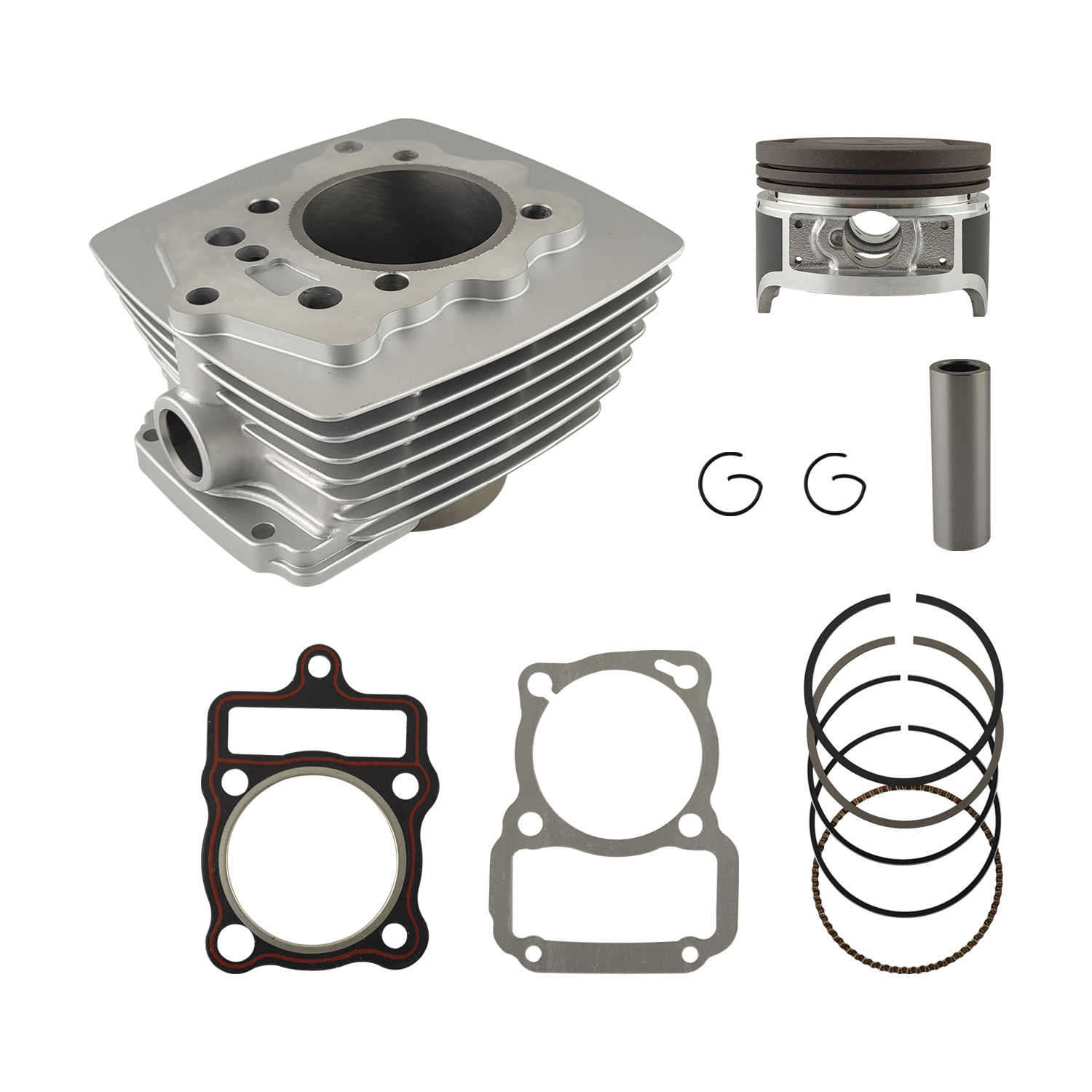 CILINDRO COMPLETO 200cc INC. KIT CG200 P15 PLATA (PISTON CONVEXO) CG200